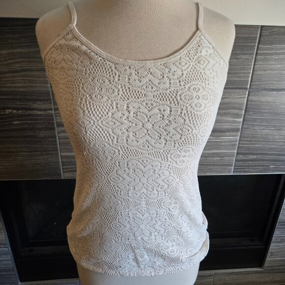 Warehouse One Cream Lace Camisole Tank Top Small Spaghetti Strap EUC - Picture 1 of 2